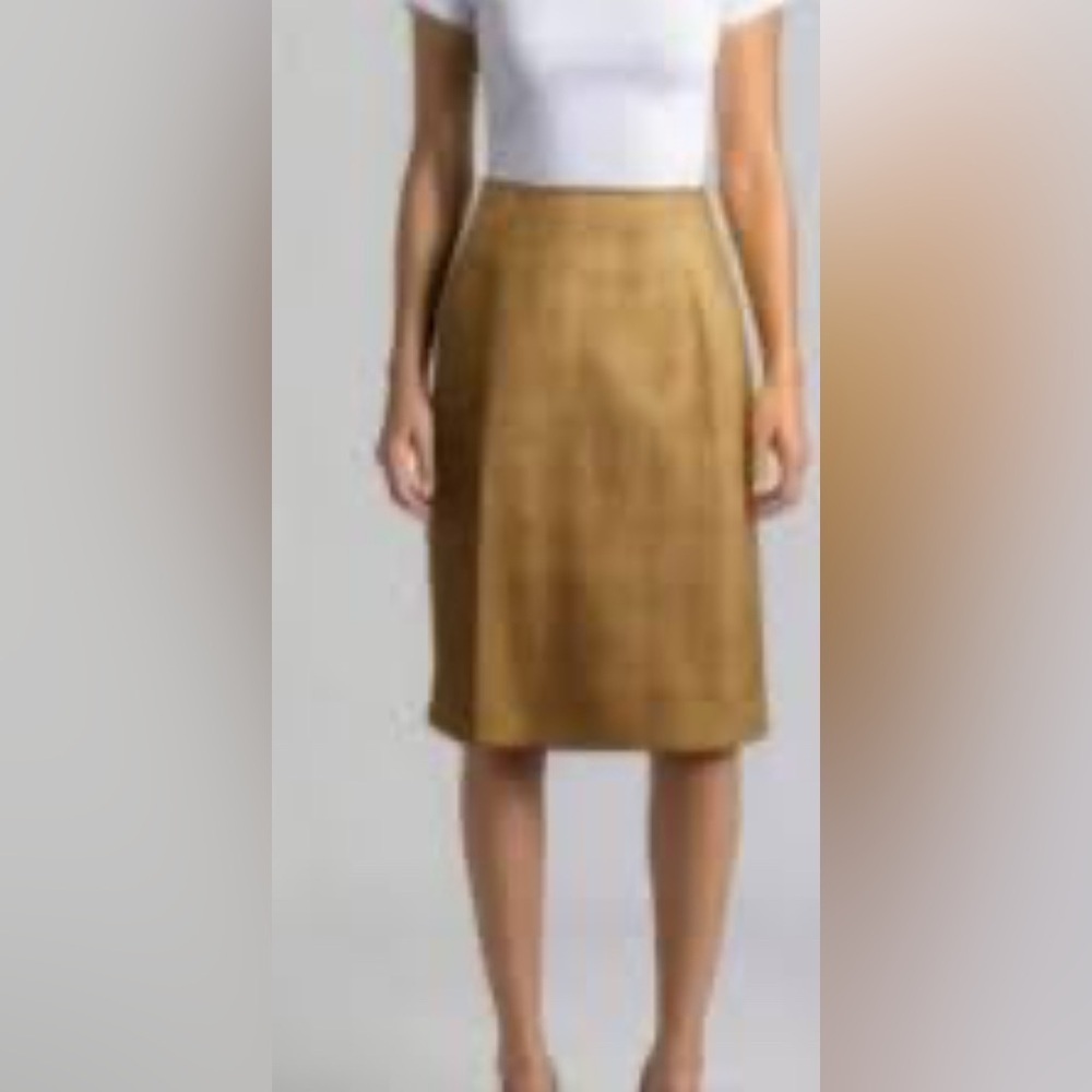 Vintage Jones Wear Wool Blend A-Line Skirt – Size 4,Tan Windowpane Plaid - Picture 10 of 10